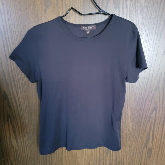 Karen Kane Basic  Black Short Sleeve Black Tee Shirt Size Medium - Picture 5 of 9